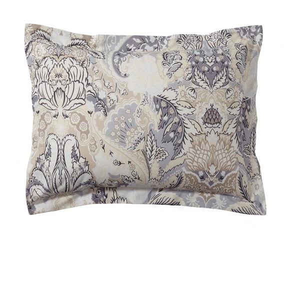 Pottery Barn King/Cal King Celeste Damask Percale Duvet Cover with 3 Euro Shams - Picture 2 of 4